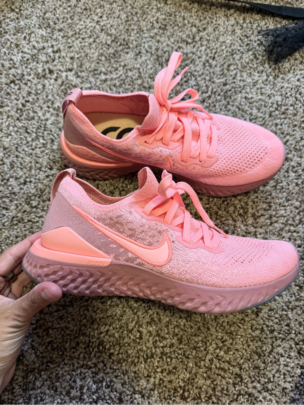 Nike Pink Knit Running Sneakers Epic Reaxt